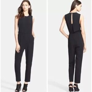 Theory Remaline Structured Sleeveless Admiral Crepe Jumpsuit in Black Size 6